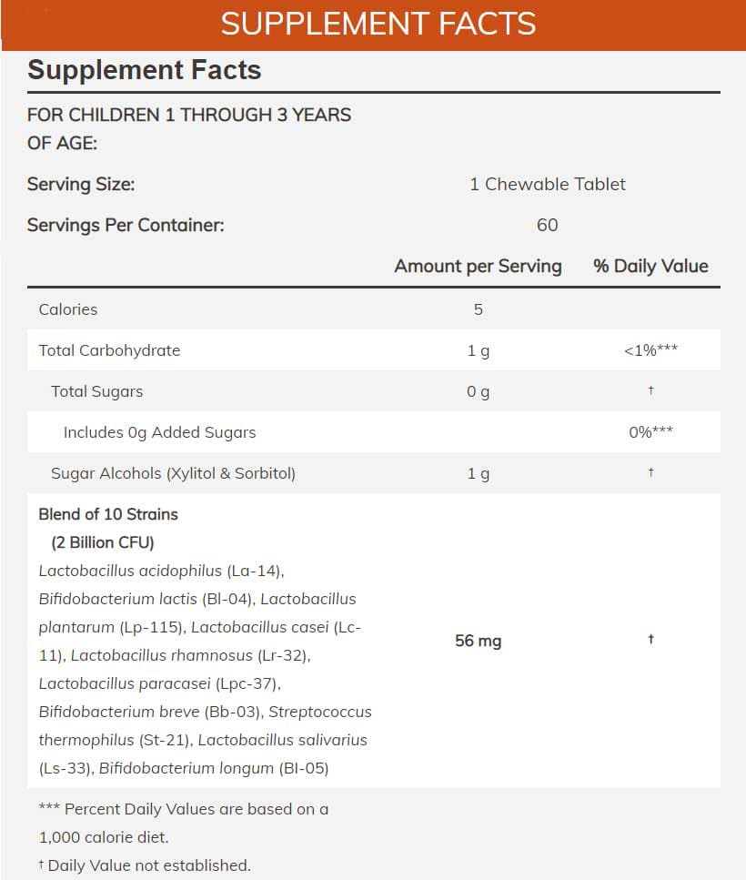 NOW Berry Dophilus Kids Ingredients
