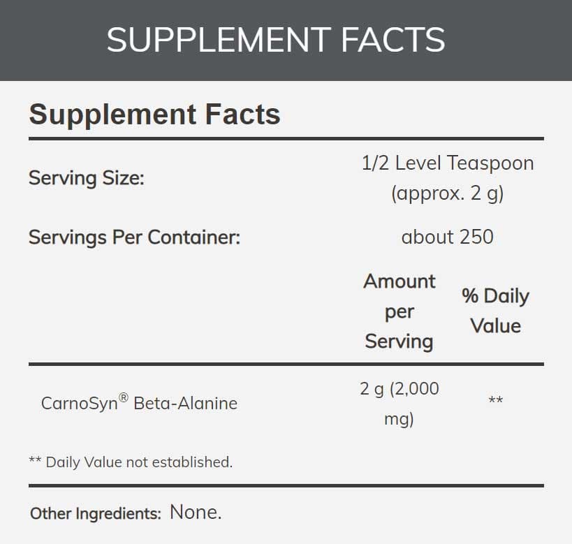 NOW Sports Beta-Alanine Powder Ingredients