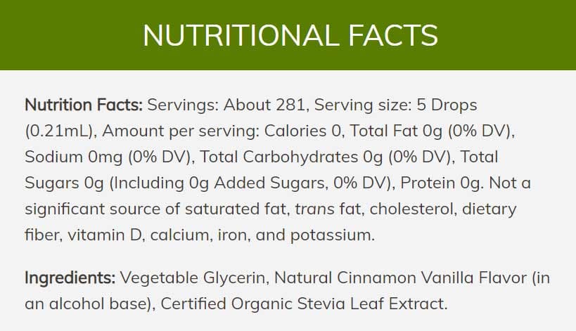 NOW Better Stevia, Cinnamon Vanilla Ingredients