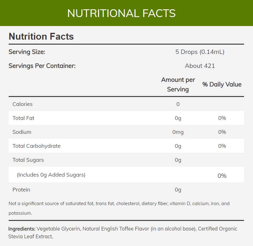 NOW Better Stevia, English Toffee Ingredients