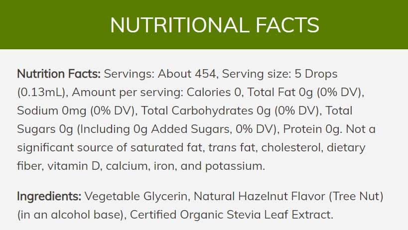 NOW Better Stevia, Hazelnut Ingredients