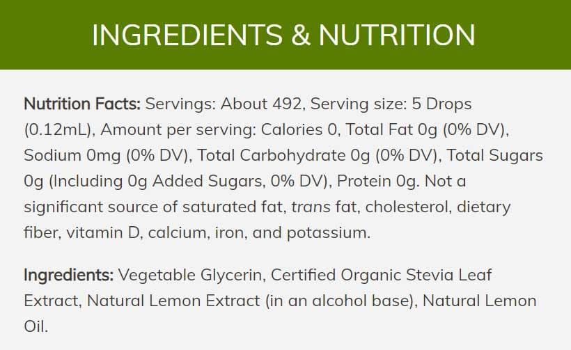 NOW Better Stevia, Lemon Twist Ingredients