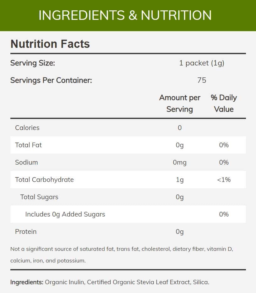 NOW Better Stevia, Organic Packets Ingredients