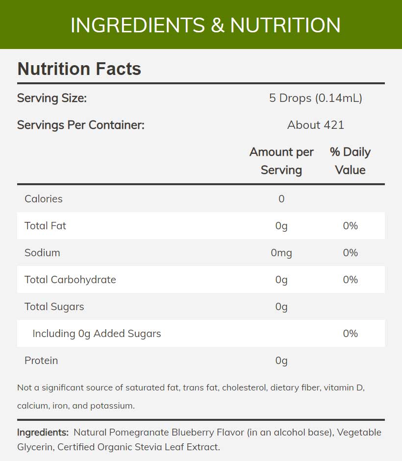 NOW Better Stevia, Pomegranate-Blueberry Ingredients