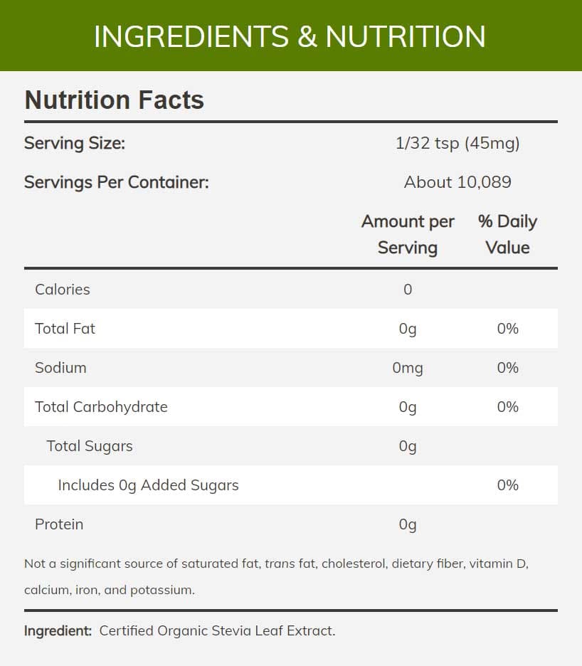 NOW Better Stevia Powder, Organic Ingredients