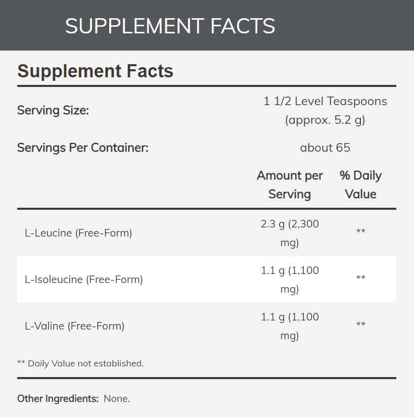 NOW Sports Branched Chain Amino Acid Powder Ingredients