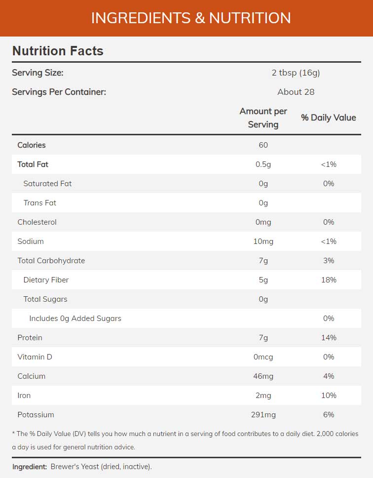 NOW Brewer's Yeast Powder Ingredients