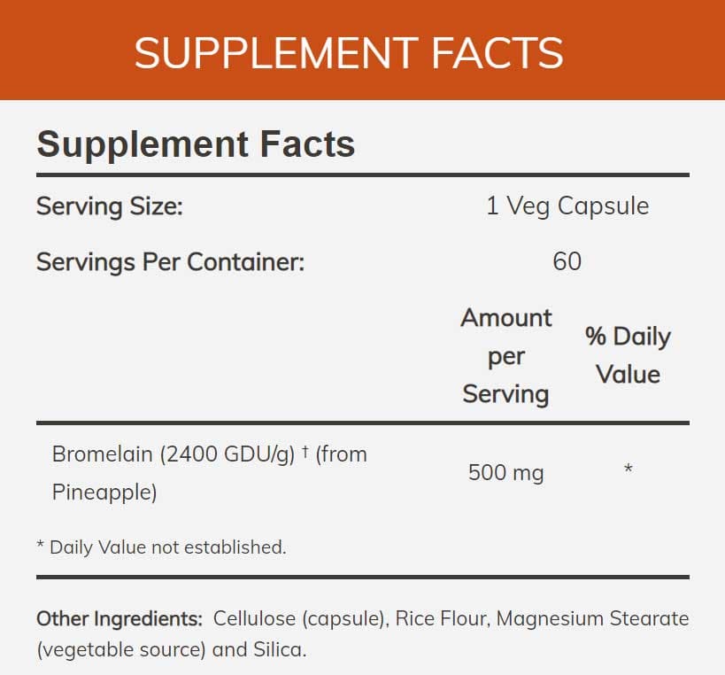 NOW Bromelain 500 mg Ingredients