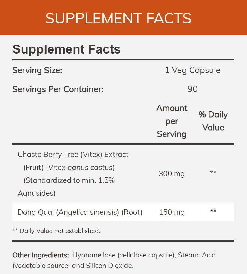 NOW Chaste Berry Vitex Extract 300 mg Ingredients