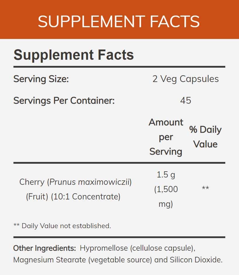 NOW Cherry Concentrate 750 mg Ingredients