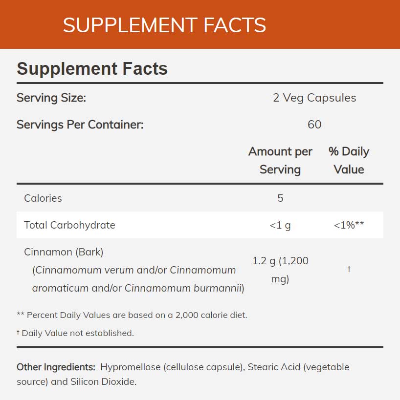 NOW Cinnamon Bark 600 mg Ingredients