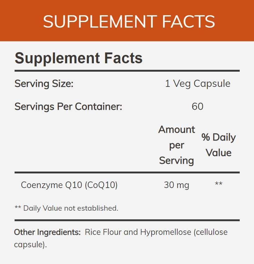 NOW CoQ10 30 mg Ingredients