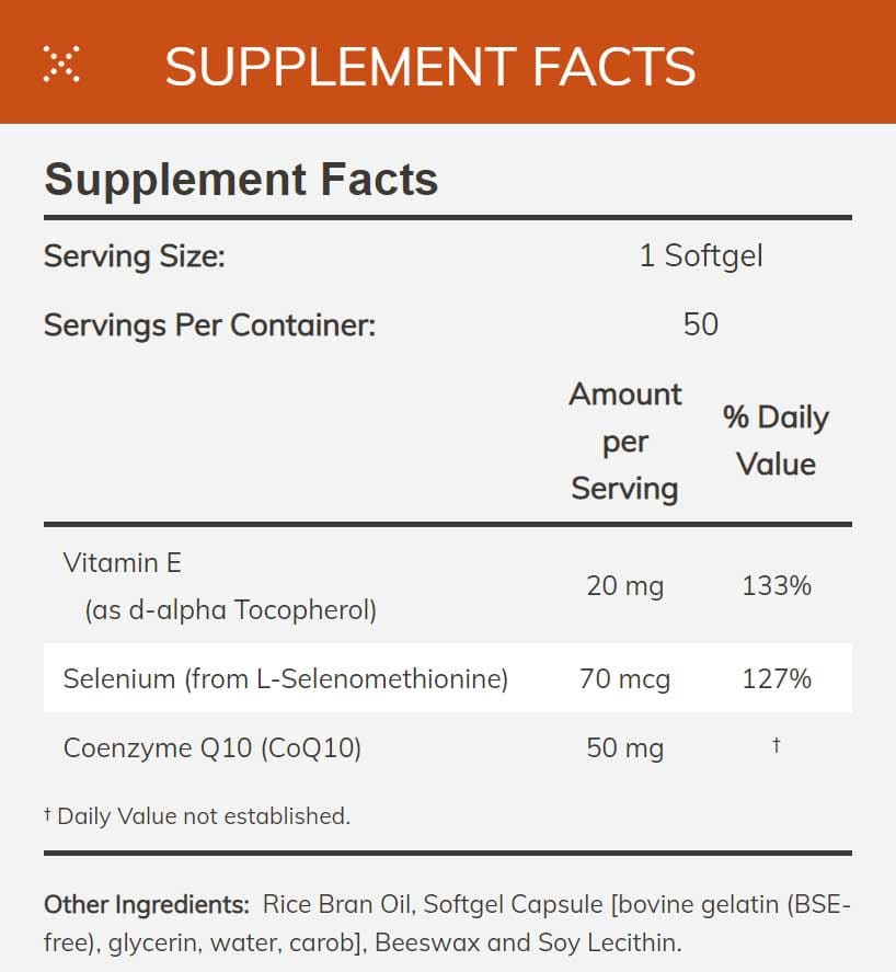 NOW CoQ10 Ingredients