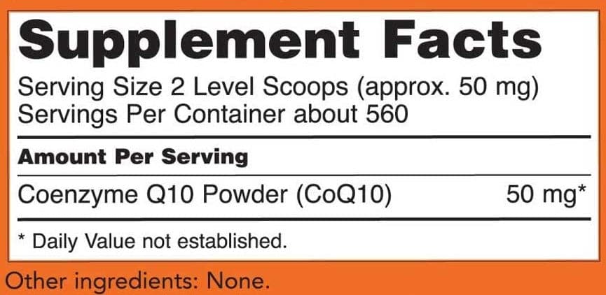 NOW CoQ10 Ingredients