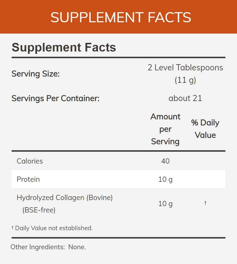 NOW Collagen Peptides Powder Ingredients
