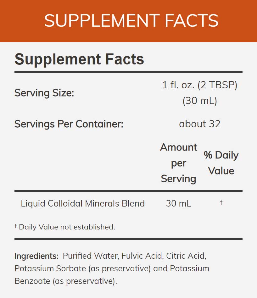 NOW Colloidal Minerals Ingredients