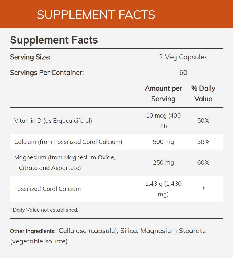 NOW Coral Calcium Plus Ingredients