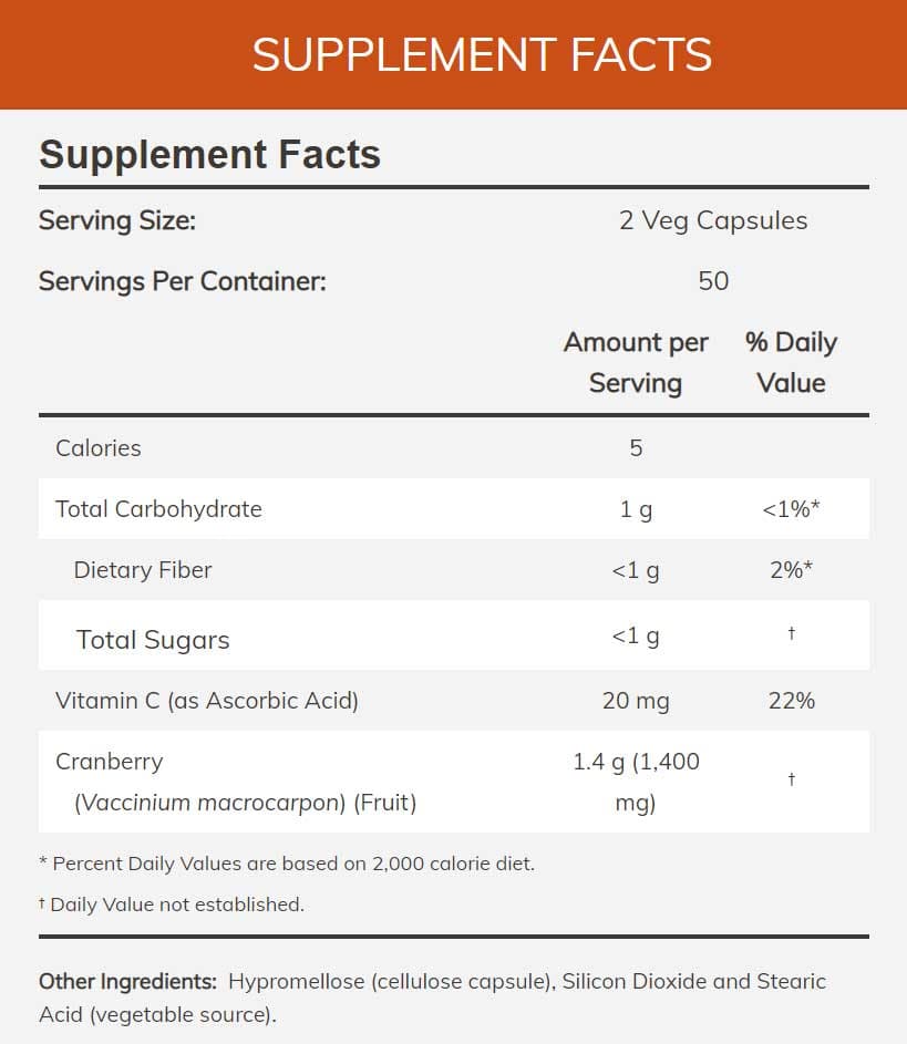 NOW Cranberry Caps Ingredients