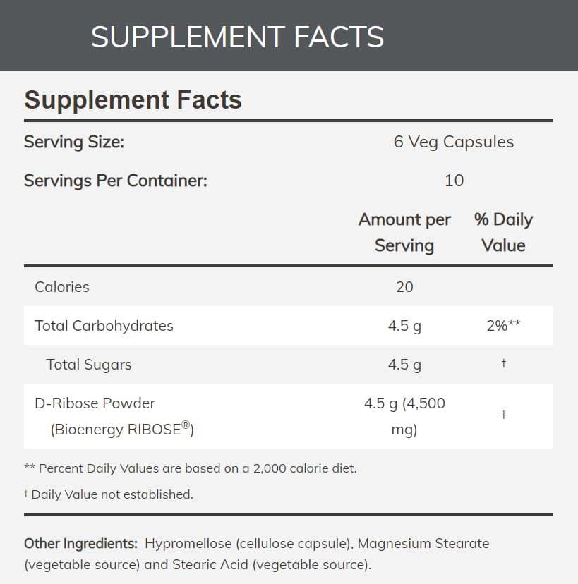 NOW Sports D-Ribose Ingredients