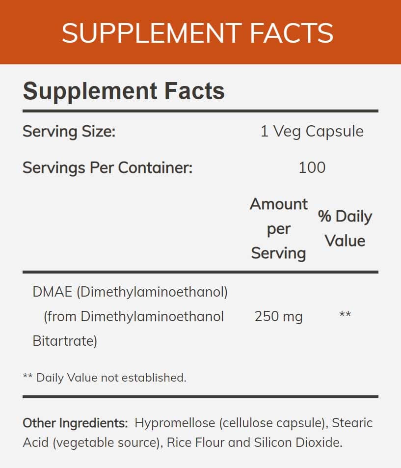 NOW DMAE 250 mg Ingredients