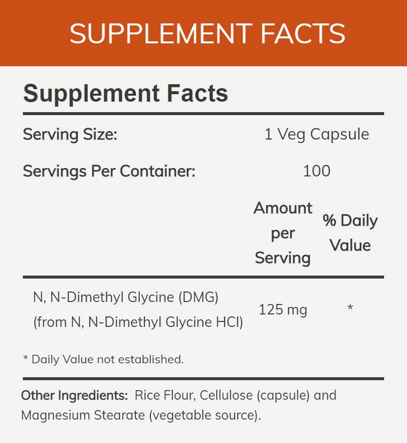 NOW DMG 125 mg Ingredients