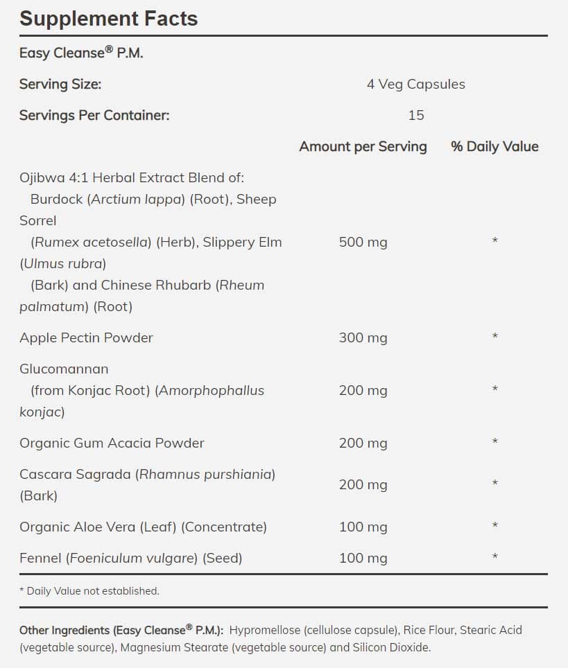 NOW Easy Cleanse Ingredients