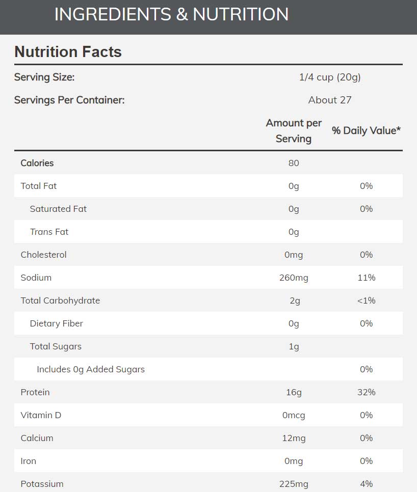 NOW Sports Egg White Protein Powder Ingredients