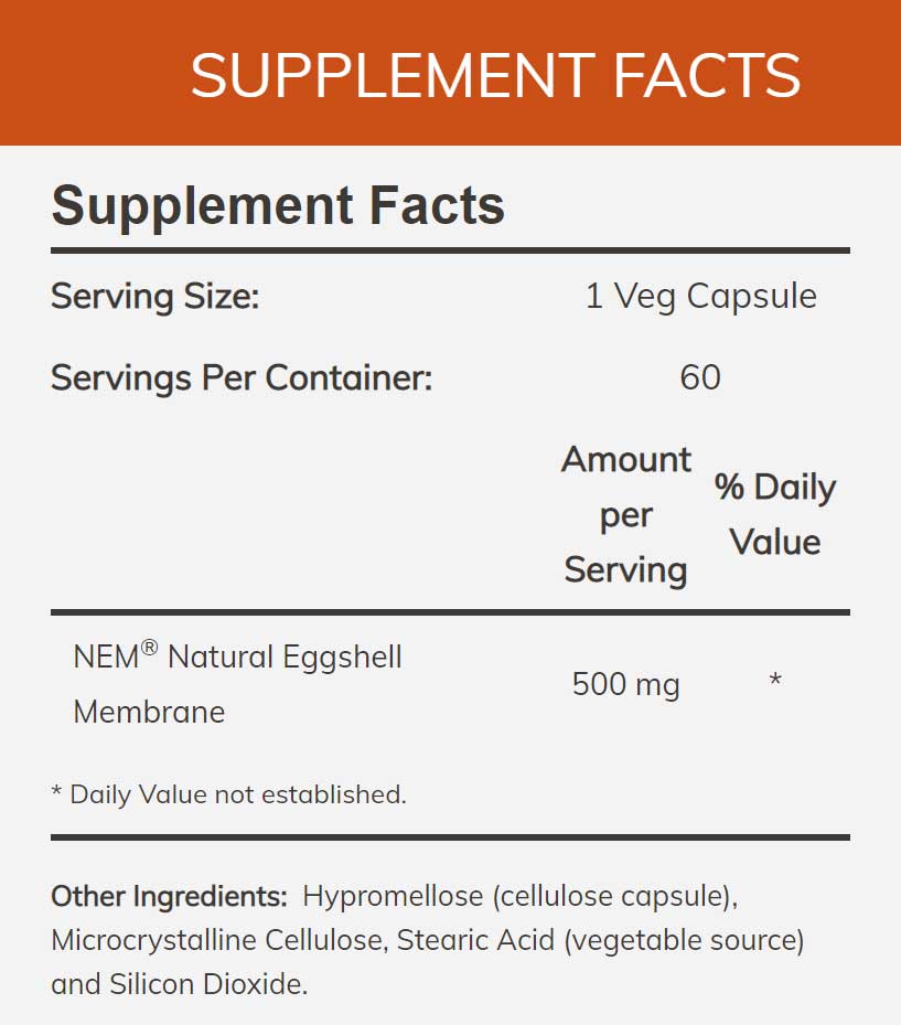 NOW Eggshell Membrane 500 mg Ingredients