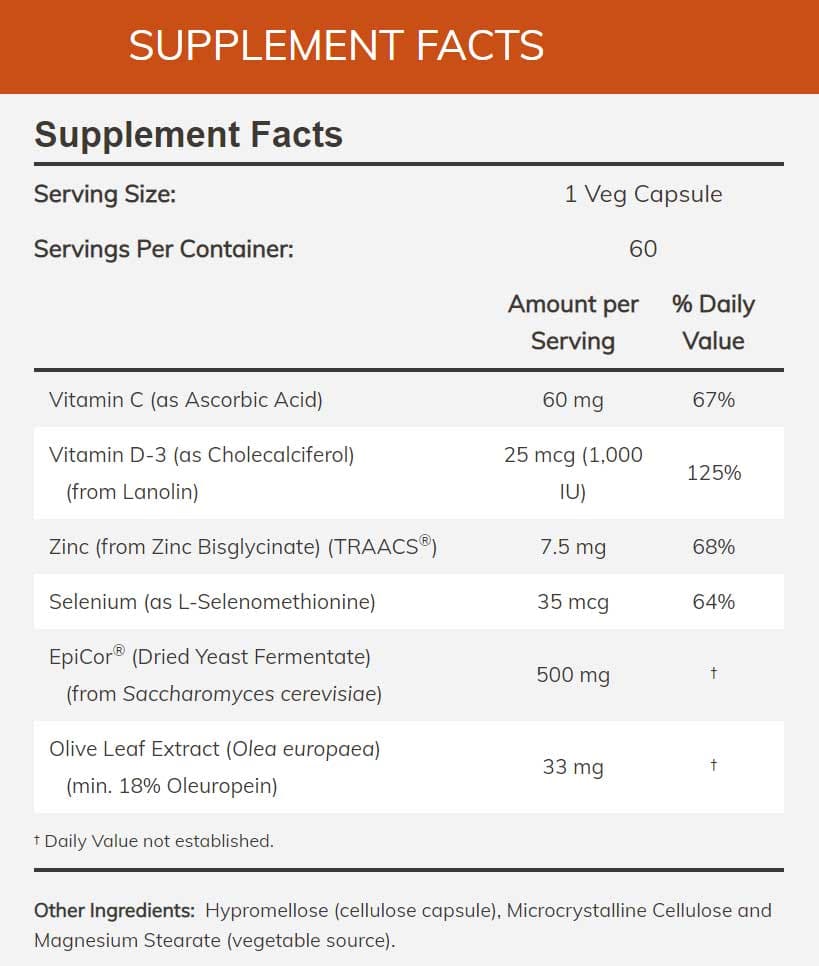 NOW EpiCor Plus Immunity Ingredients