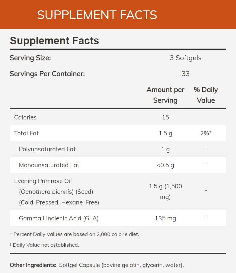 NOW Evening Primrose Oil 500 mg Ingredients