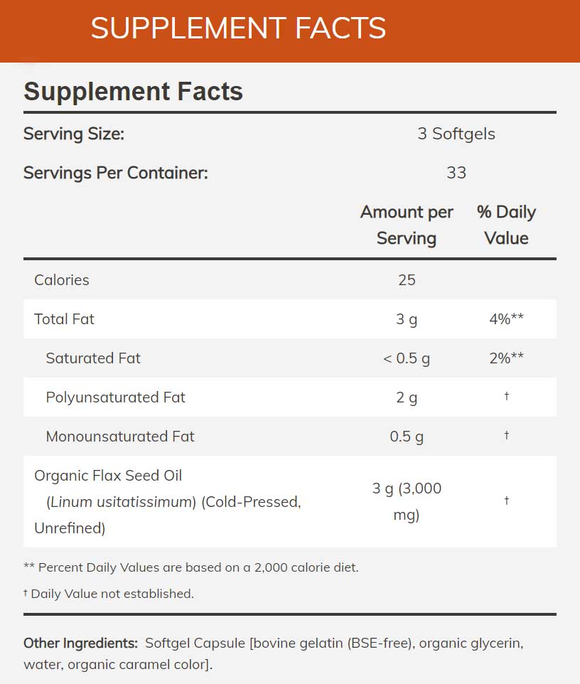 NOW Flax Oil 1000 mg Ingredients