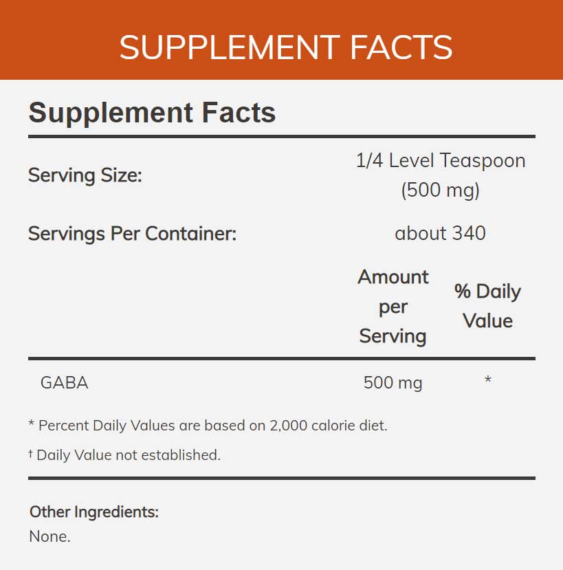 NOW GABA Pure Powder Ingredients