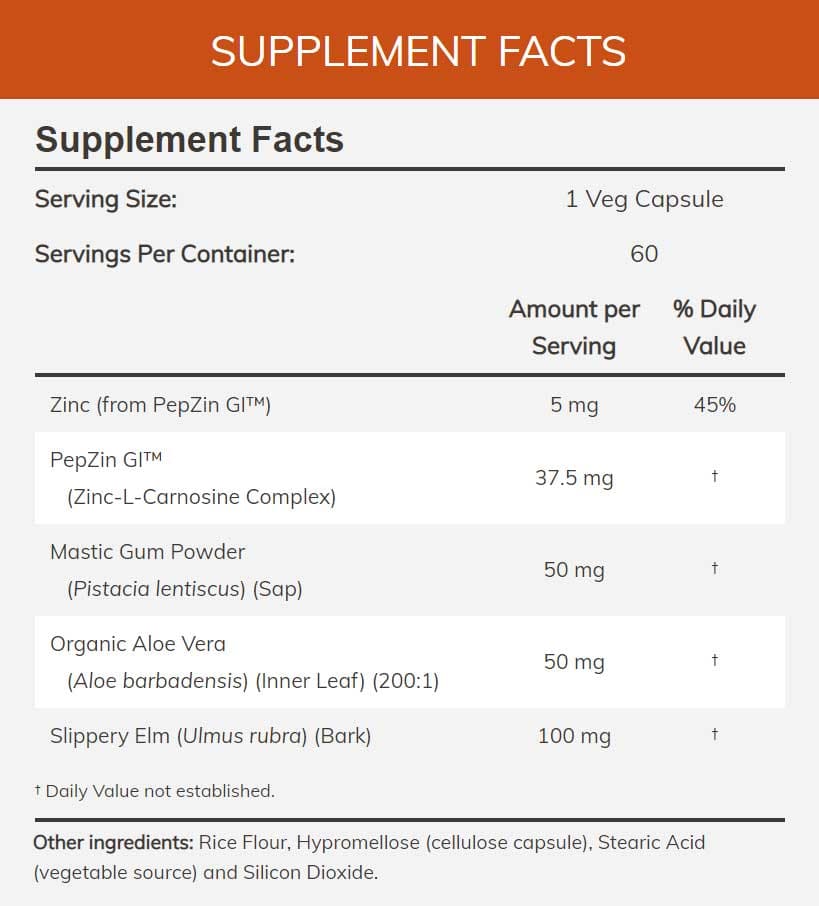 NOW Gastro Comfort with PepZin GI Ingredients