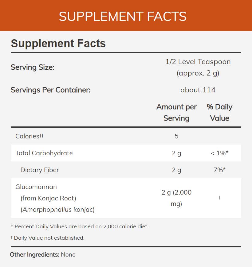 NOW Glucomannan Powder Ingredients
