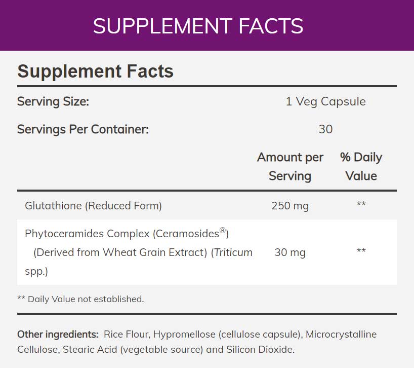 NOW Solutions Glutathione Skin Brightener, Veg Capsules Ingredients