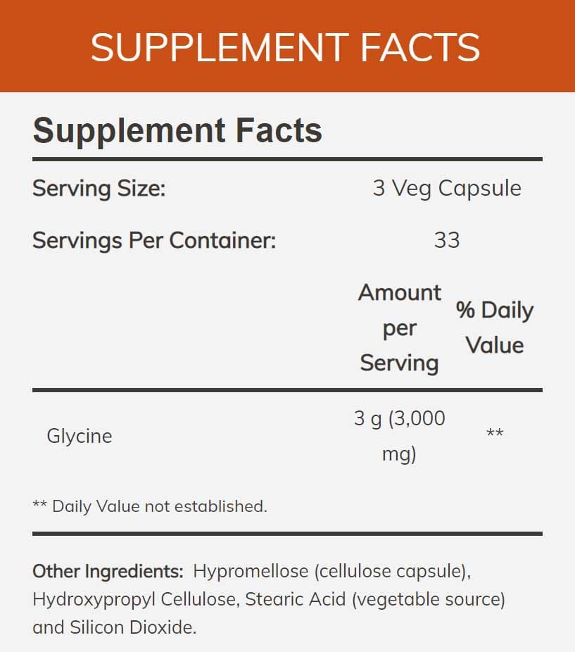 NOW Glycine 1000 mg Ingredients