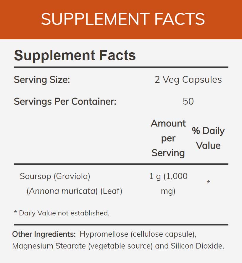 NOW Graviola 500 mg Ingredients