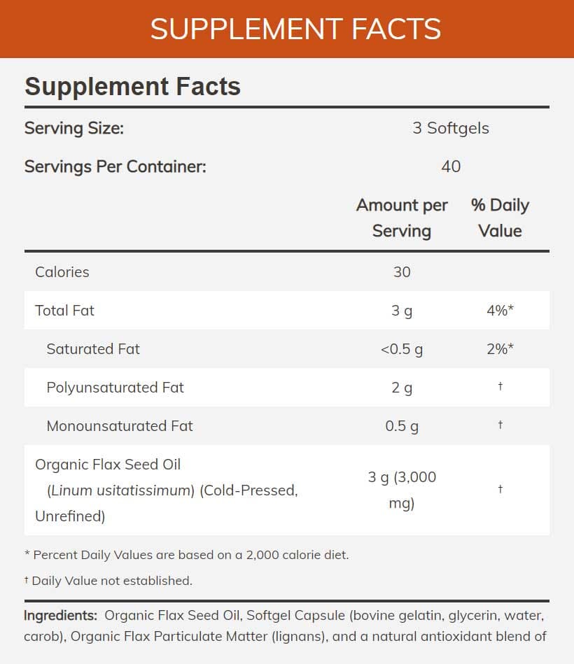 NOW Flax Oil 1000 mg Ingredients