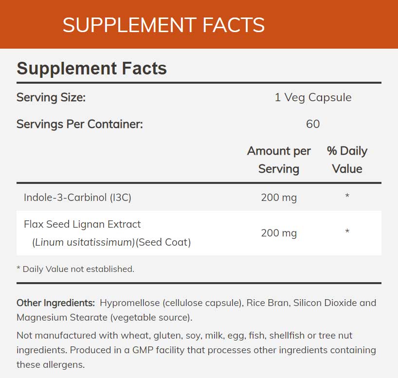 NOW Indole-3-Carbinol Ingredients