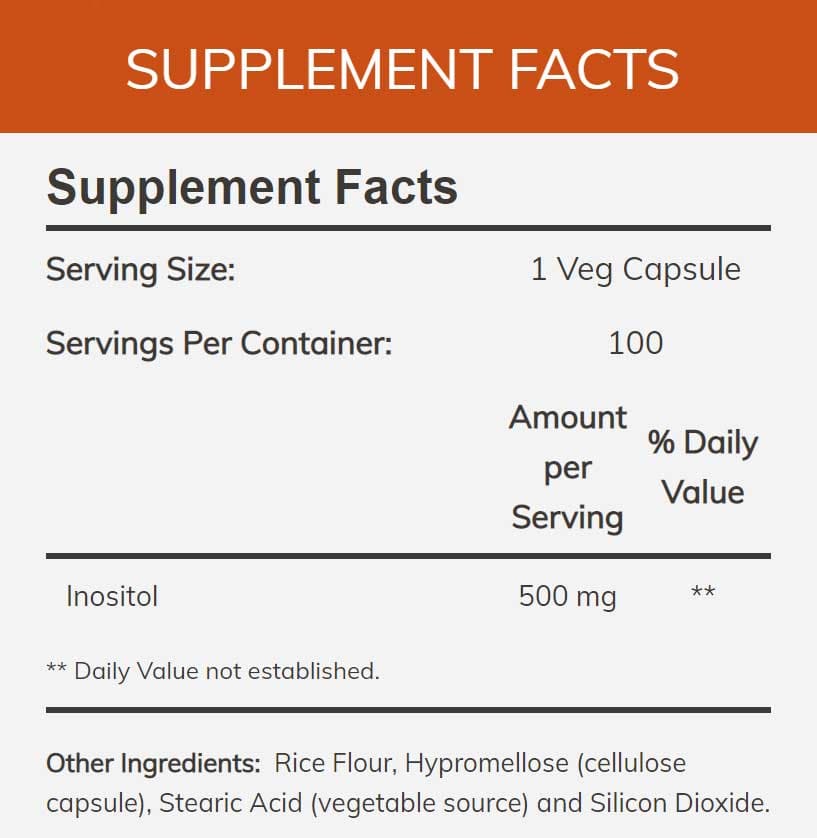 NOW Inositol Capsules 500 mg Ingredients