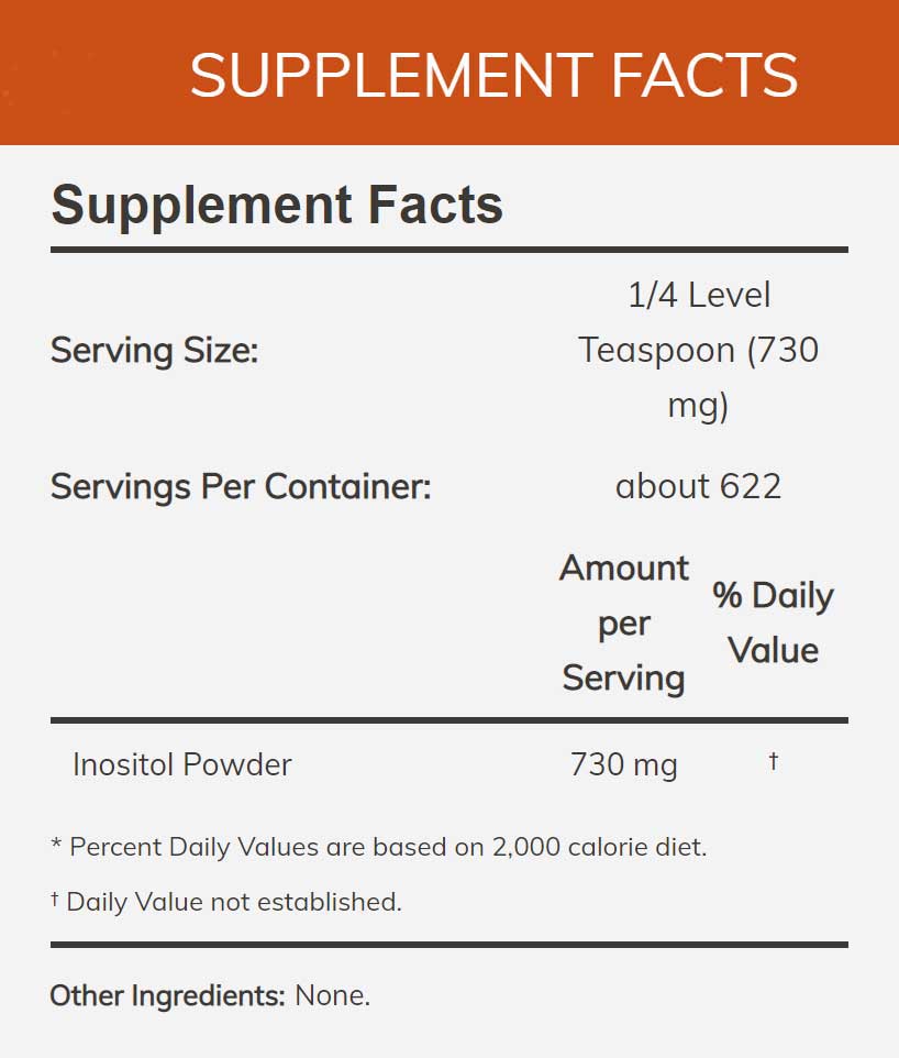 NOW Inositol Powder Ingredients