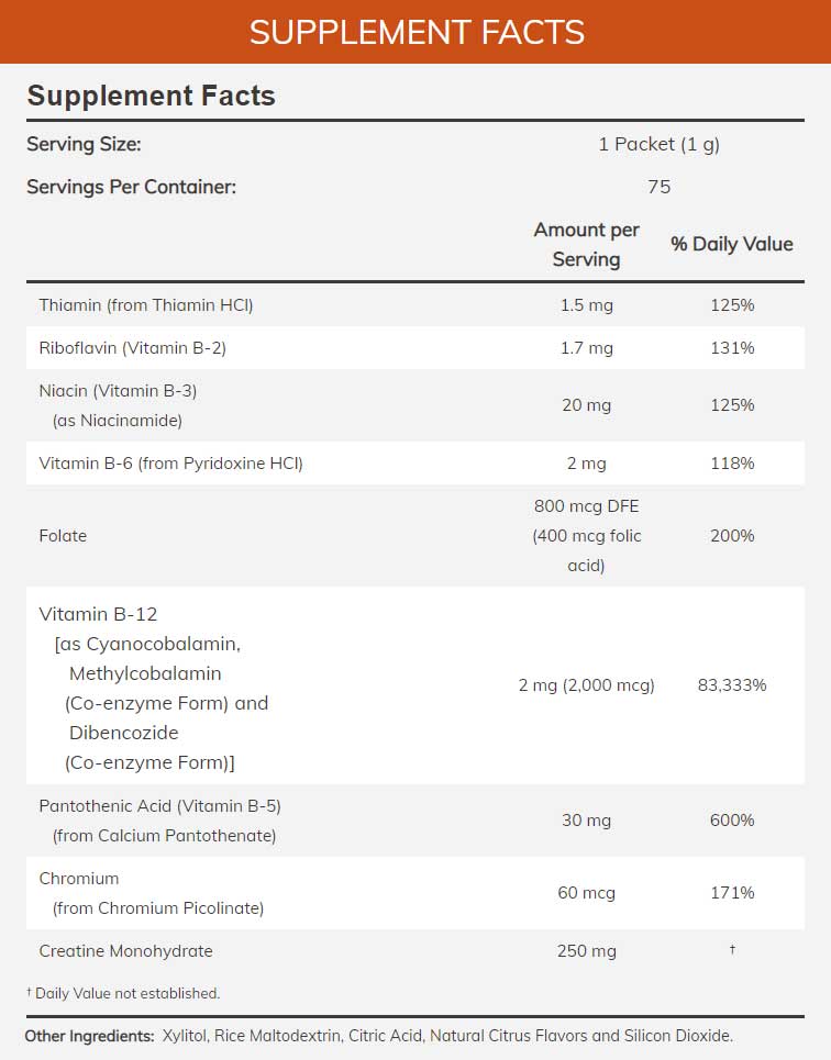 NOW Instant Energy B12 Packets Ingredients