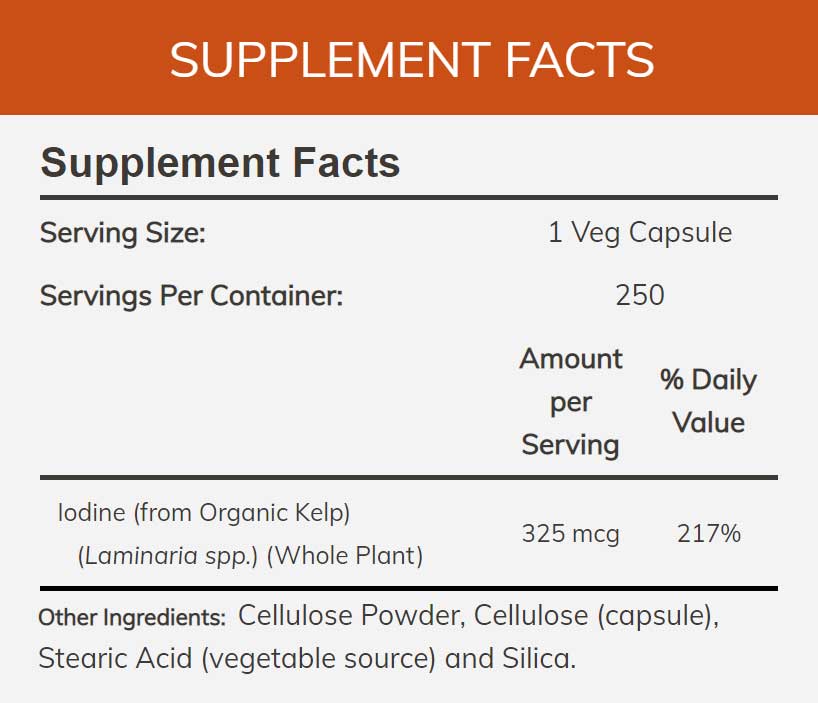 NOW Kelp 325 mcg Ingredients