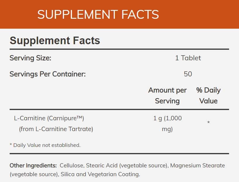 NOW L-Carnitine Ingredients