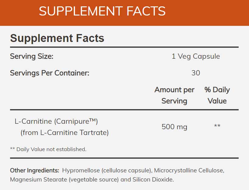 NOW L-Carnitine Ingredients