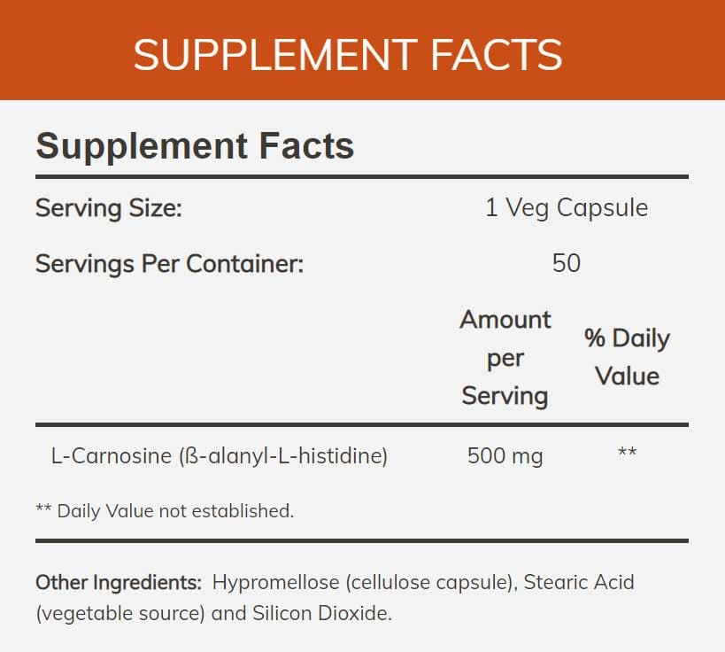 NOW L-Carnosine 500 mg Ingredients