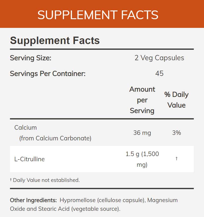 NOW L-Citrulline Ingredients