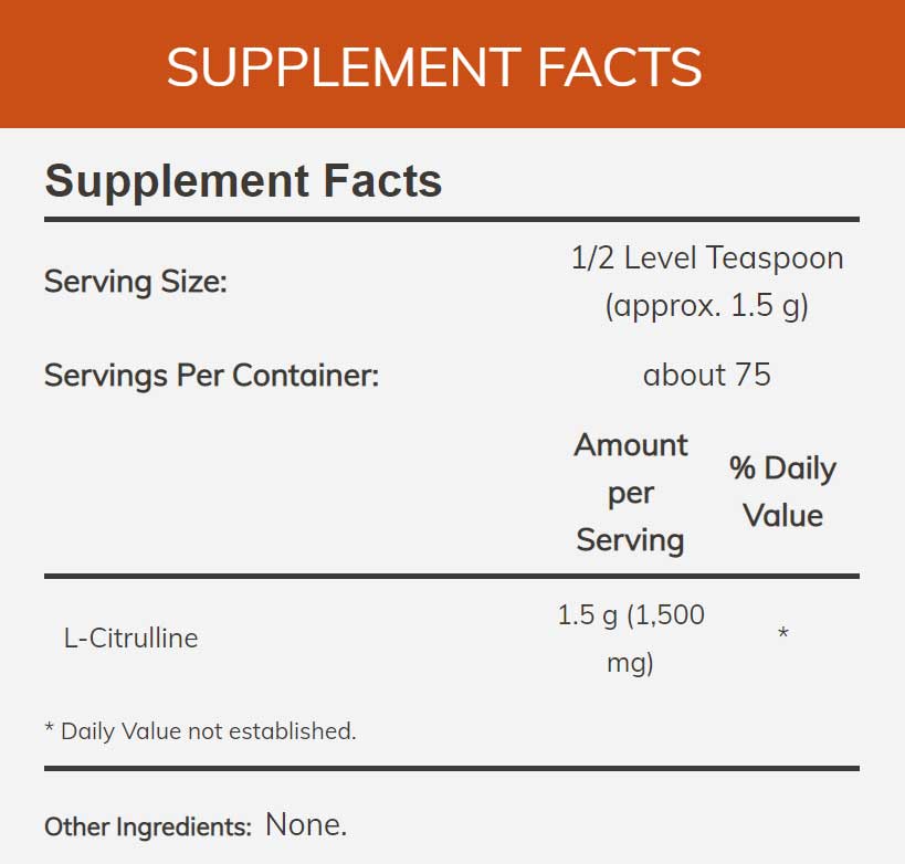 NOW L-Citrulline Ingredients