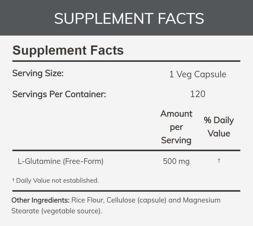 NOW L-Glutamine 500 mg Ingredients