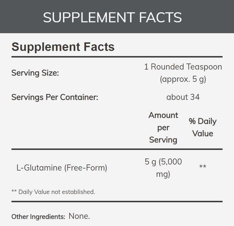 NOW Sports L-Glutamine Powder Ingredients